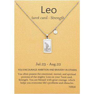 14k Gold Plated Zodiac Sign with Tarot Card Pendant Necklace Birthday Gift